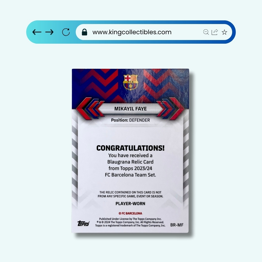 Mikayil Faye Worn Patch Barcelona Team Set Topps 2024