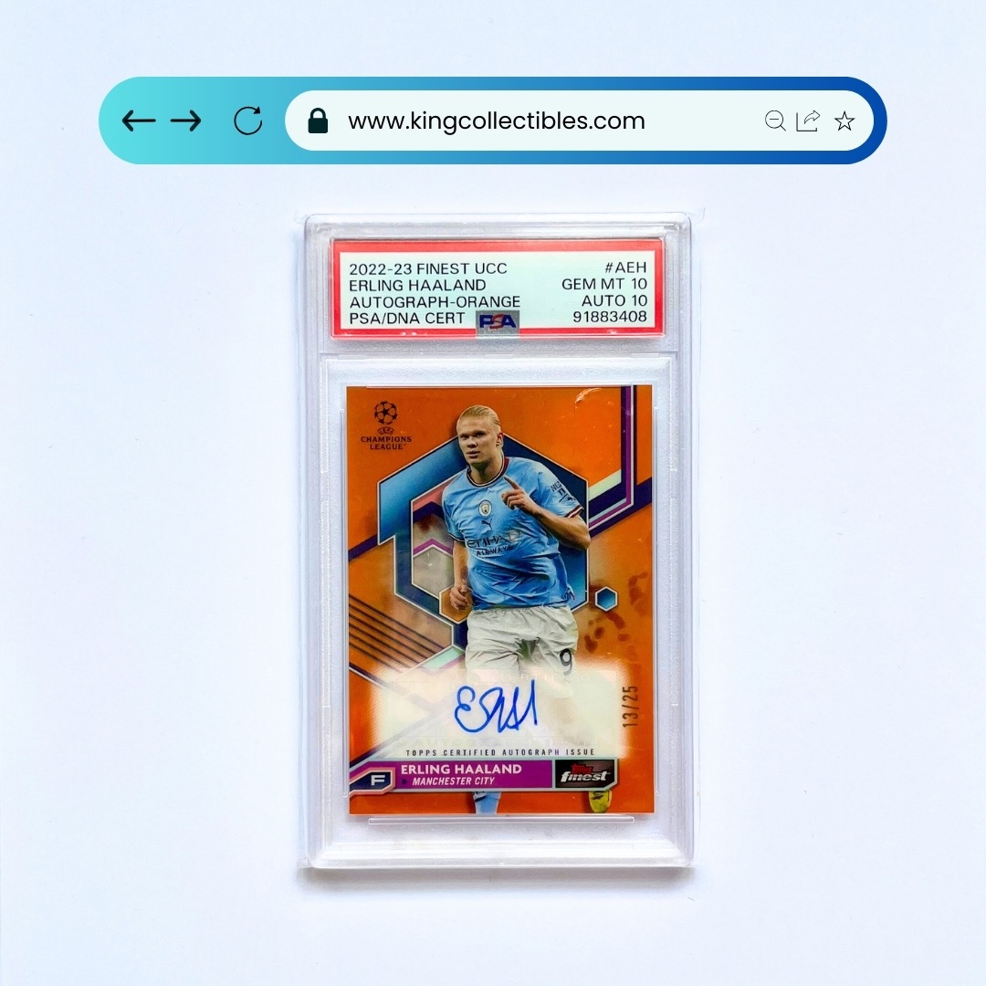 Erling Haaland 2022-23 Finest UCC Autograph Orange 13/25 Topps Certified Auto Issue
