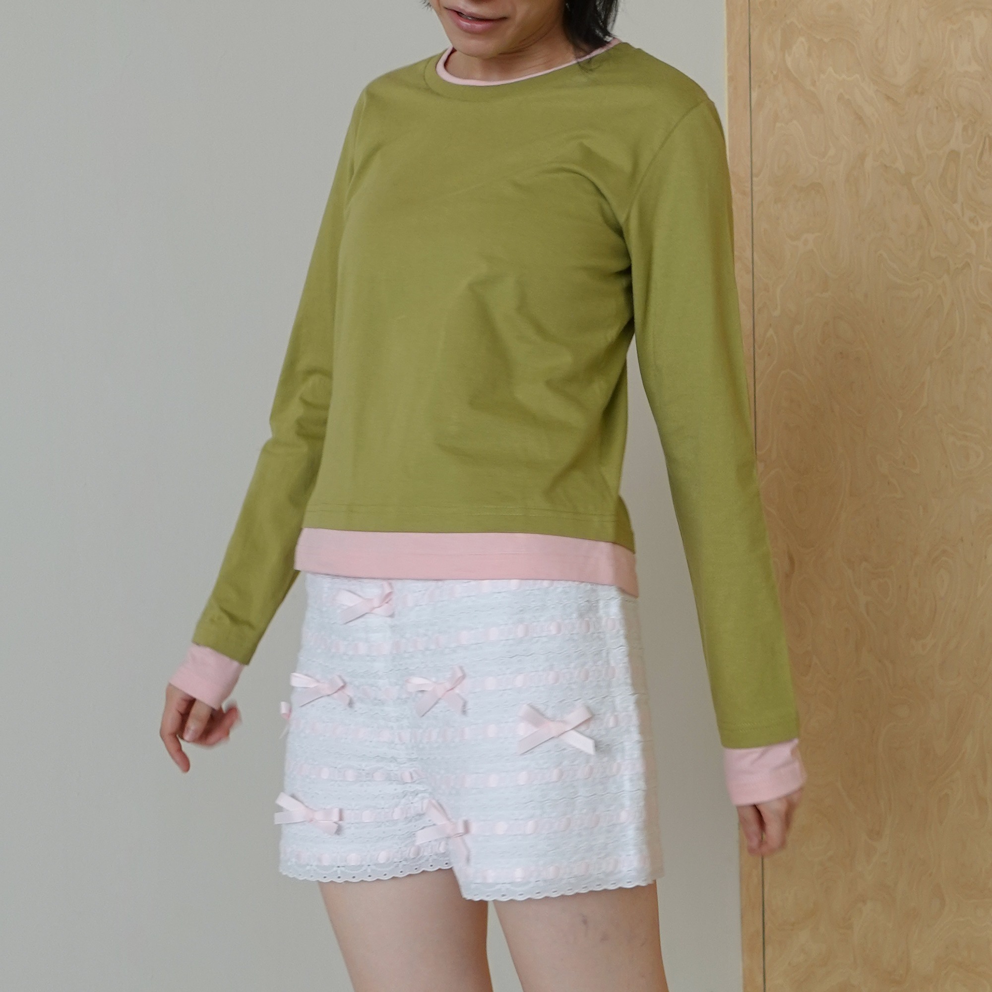 Pistachio LS Peep Tee