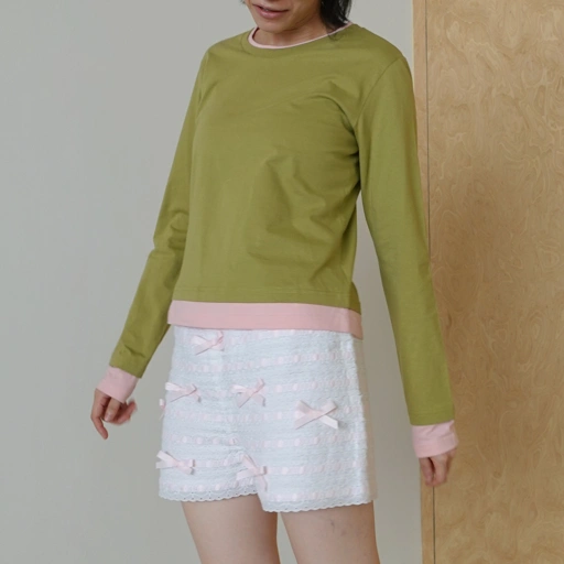 Image of Pistachio LS Peep Tee