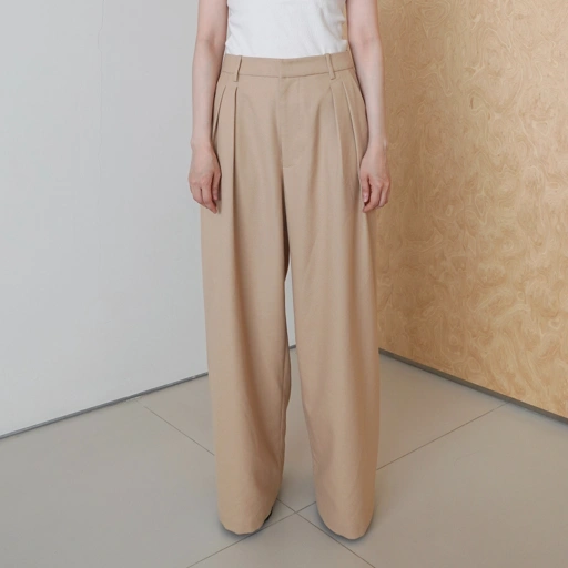 Image of Fluid Pleated Pants in Sand