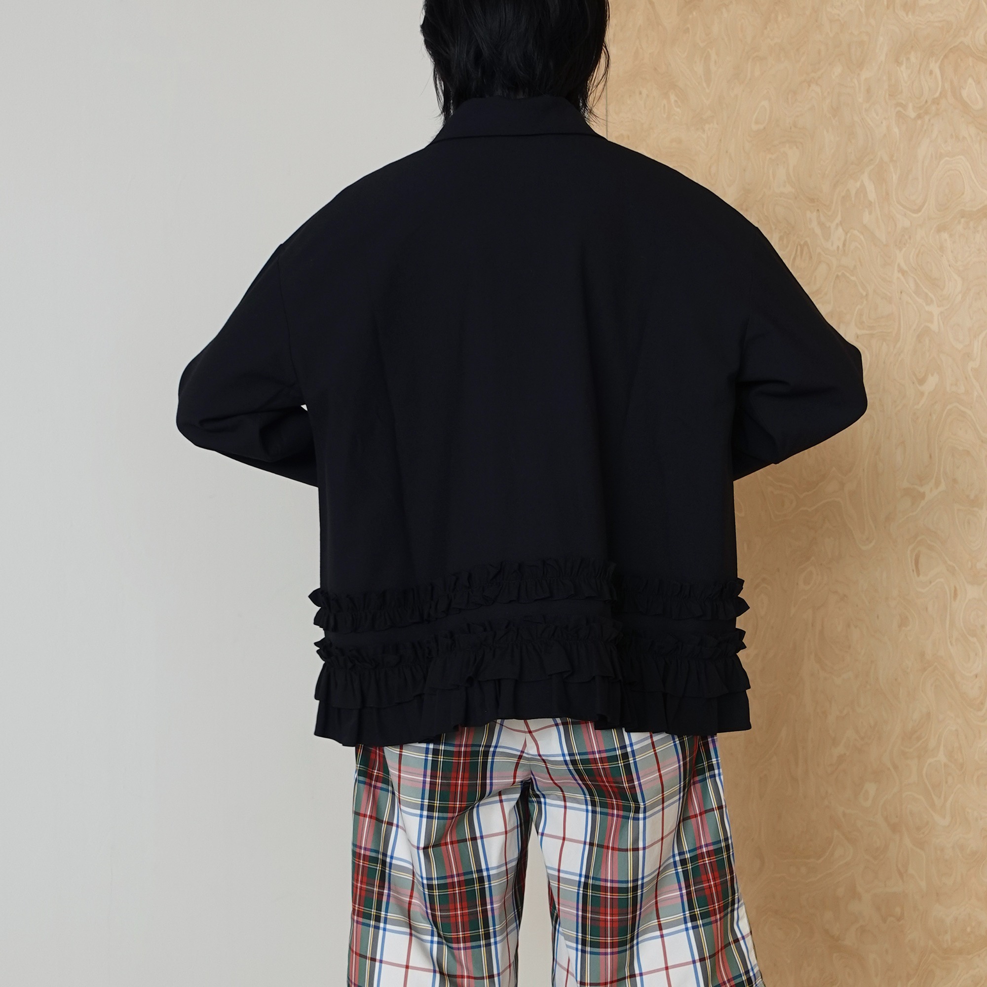Double Buckle Frill Jacket in Black