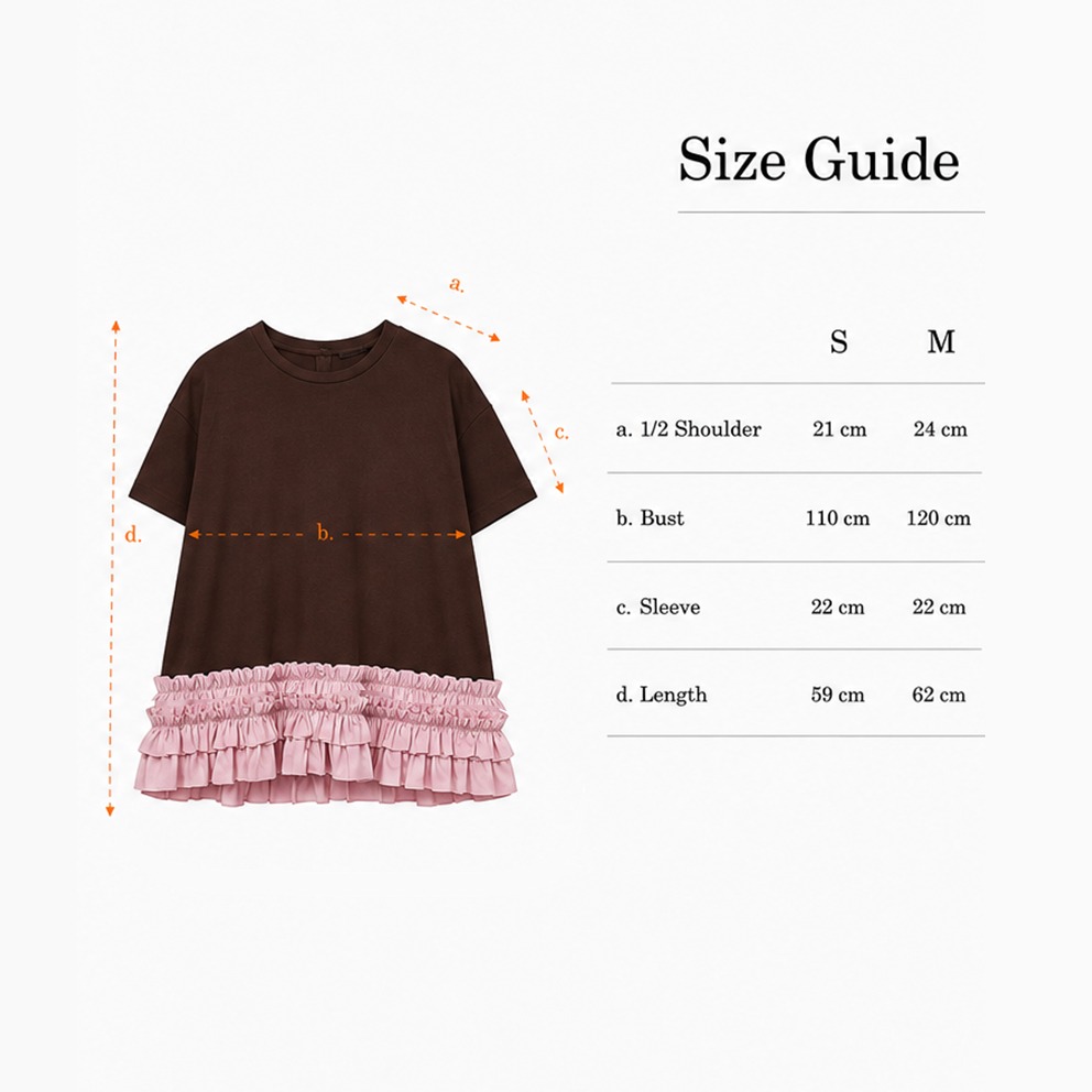 Stacking Frill Tee in Brown