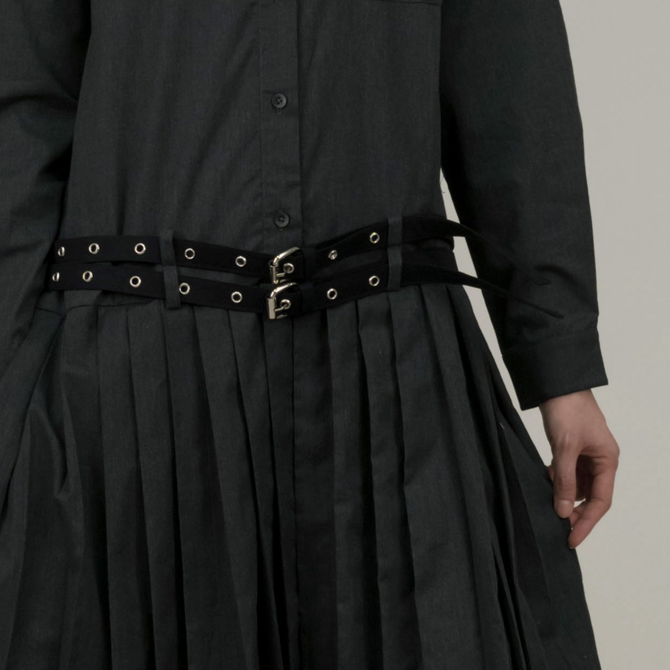 Belted Shirtdress in Grey