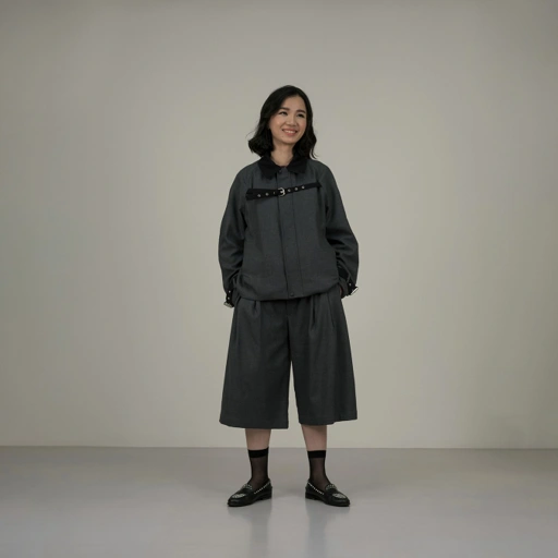Image of Belted Chest Jacket in Grey