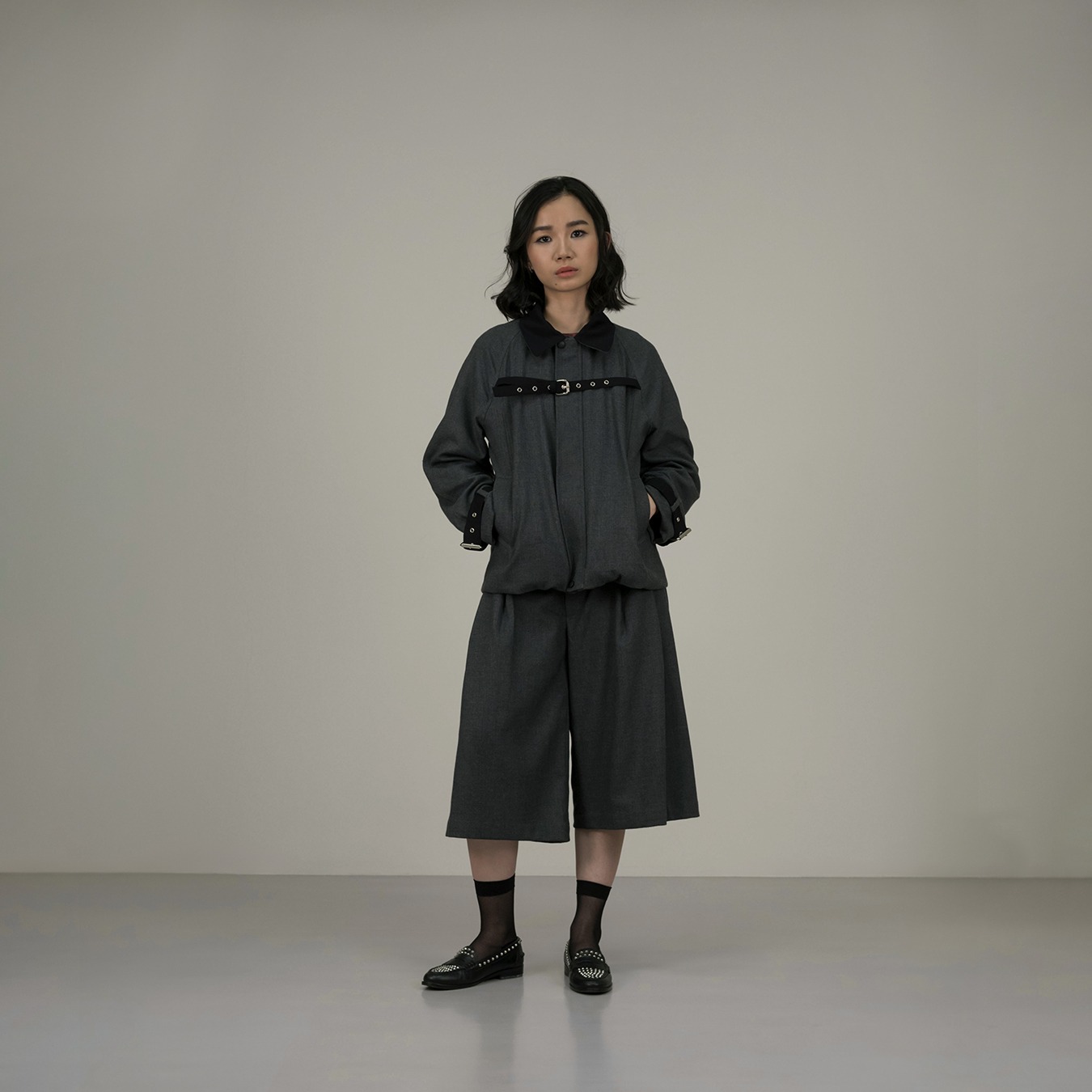Belted Baggy Culotte - Grey