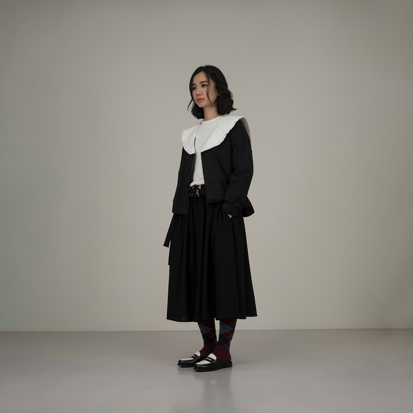 Girl Sailor Cardigan in Black