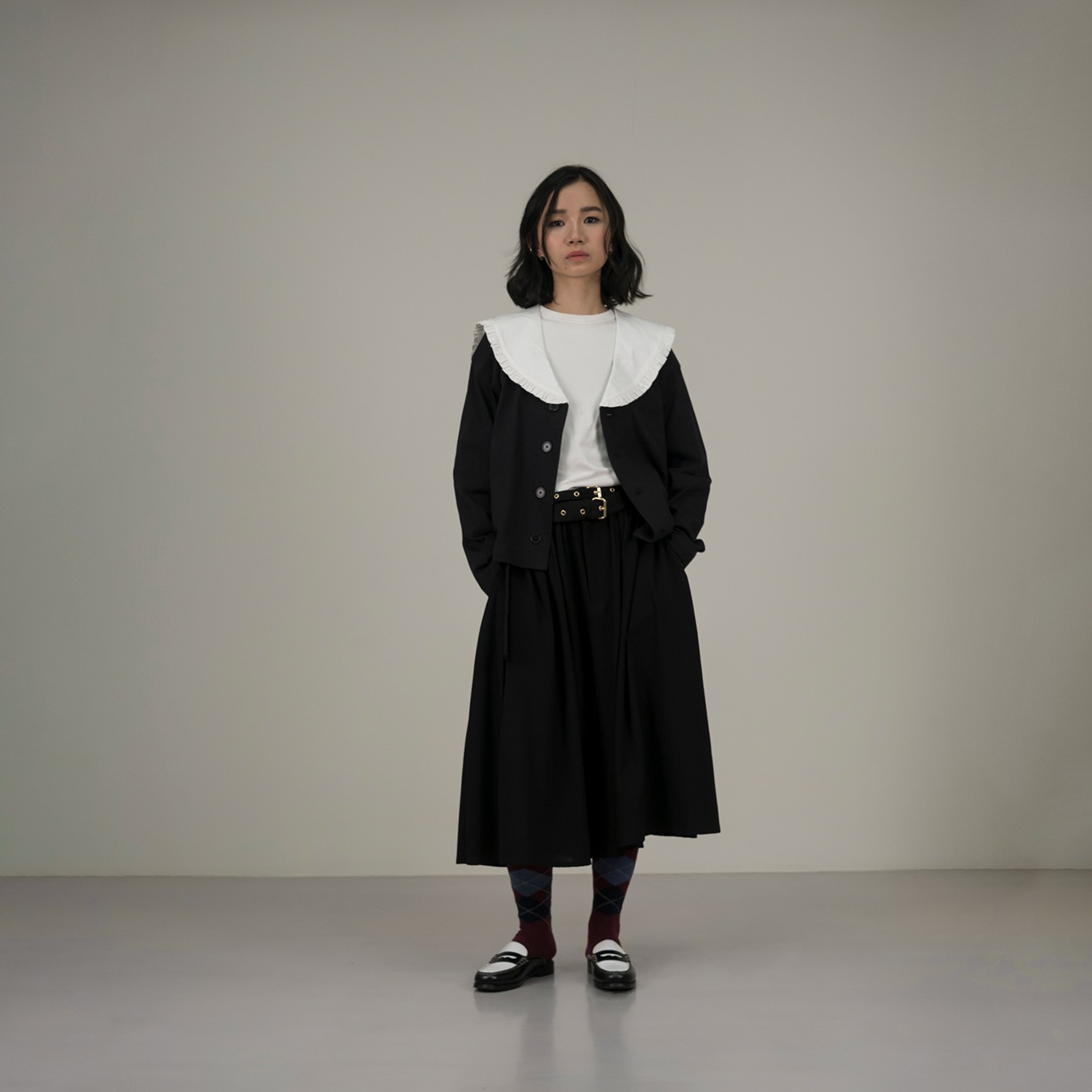 Girl Sailor Cardigan in Black
