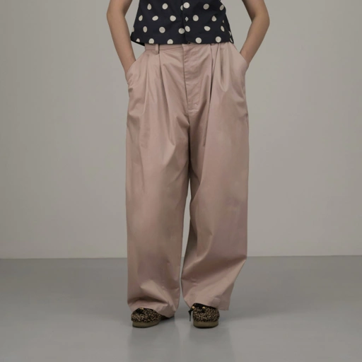 Image of Pleats Baggy Pants in Pink