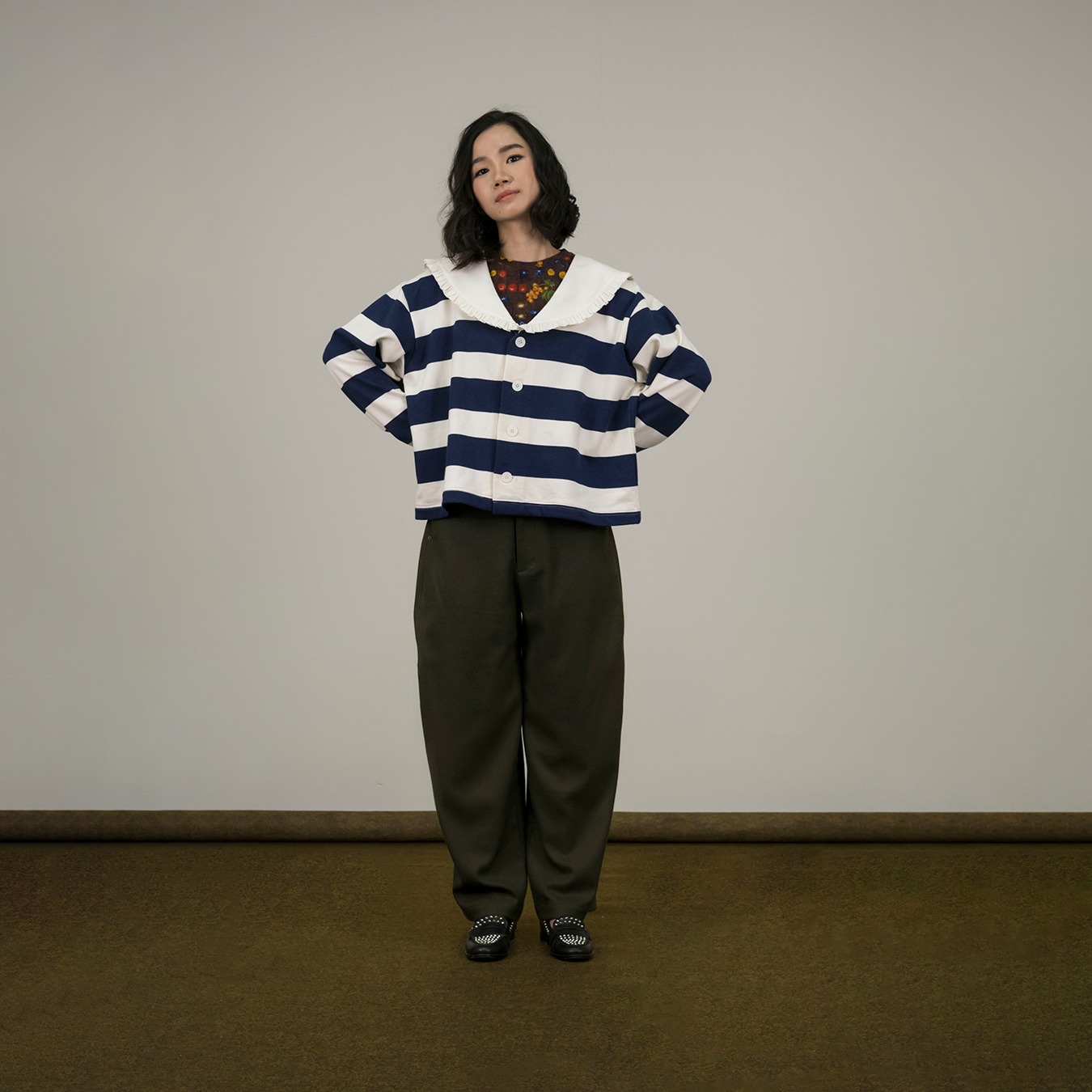 Girl Sailor Cardigan in Navy