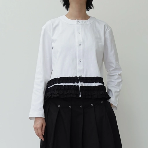 Image of Frill Cardigan in Black & White