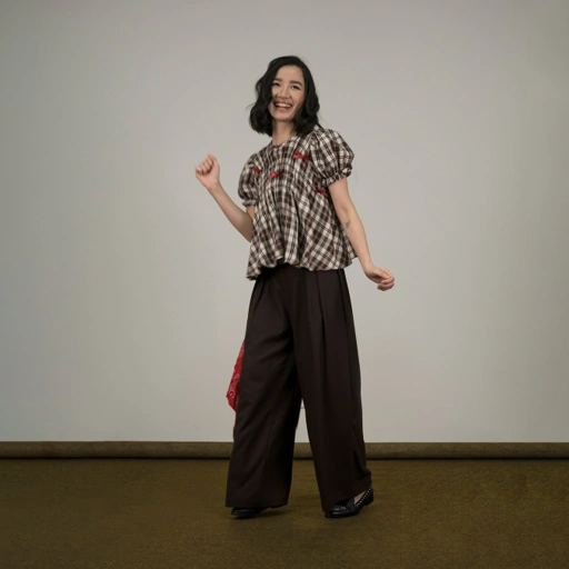 Image of Ribbon Plaids Smock Top