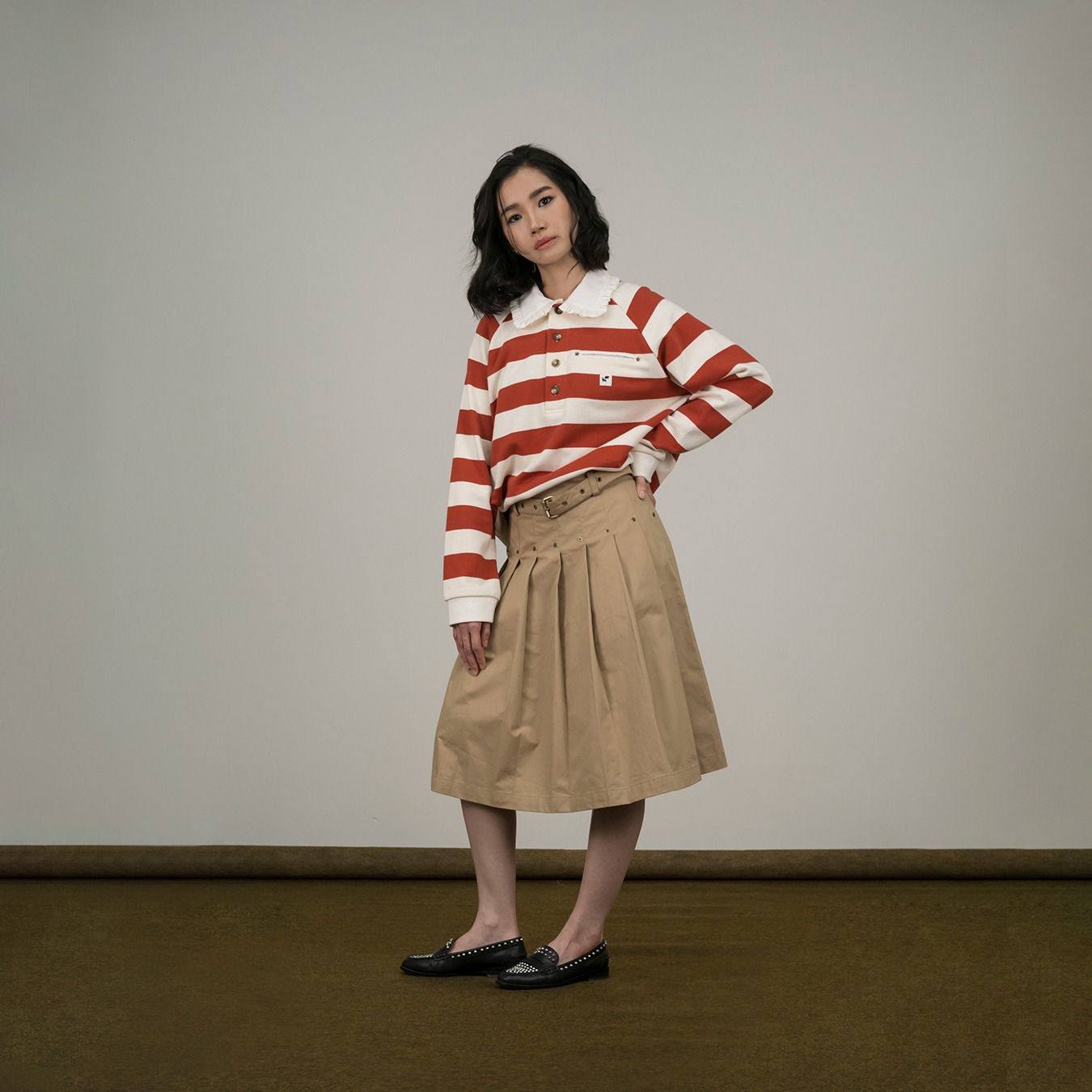 A&O Girl Raglan Stripes Polo - Brick