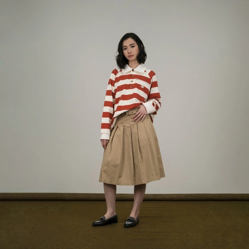 Image of Rivet Belted Skirt in Khaki