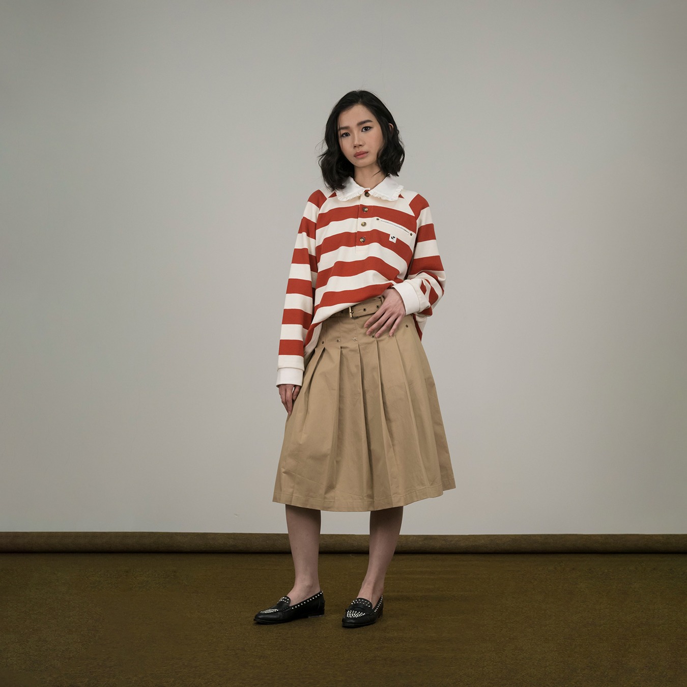 A&O Girl Raglan Stripes Polo - Brick