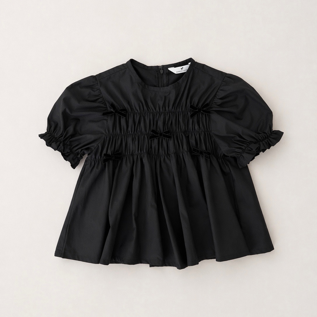 Ribbon Smock Top - All Black