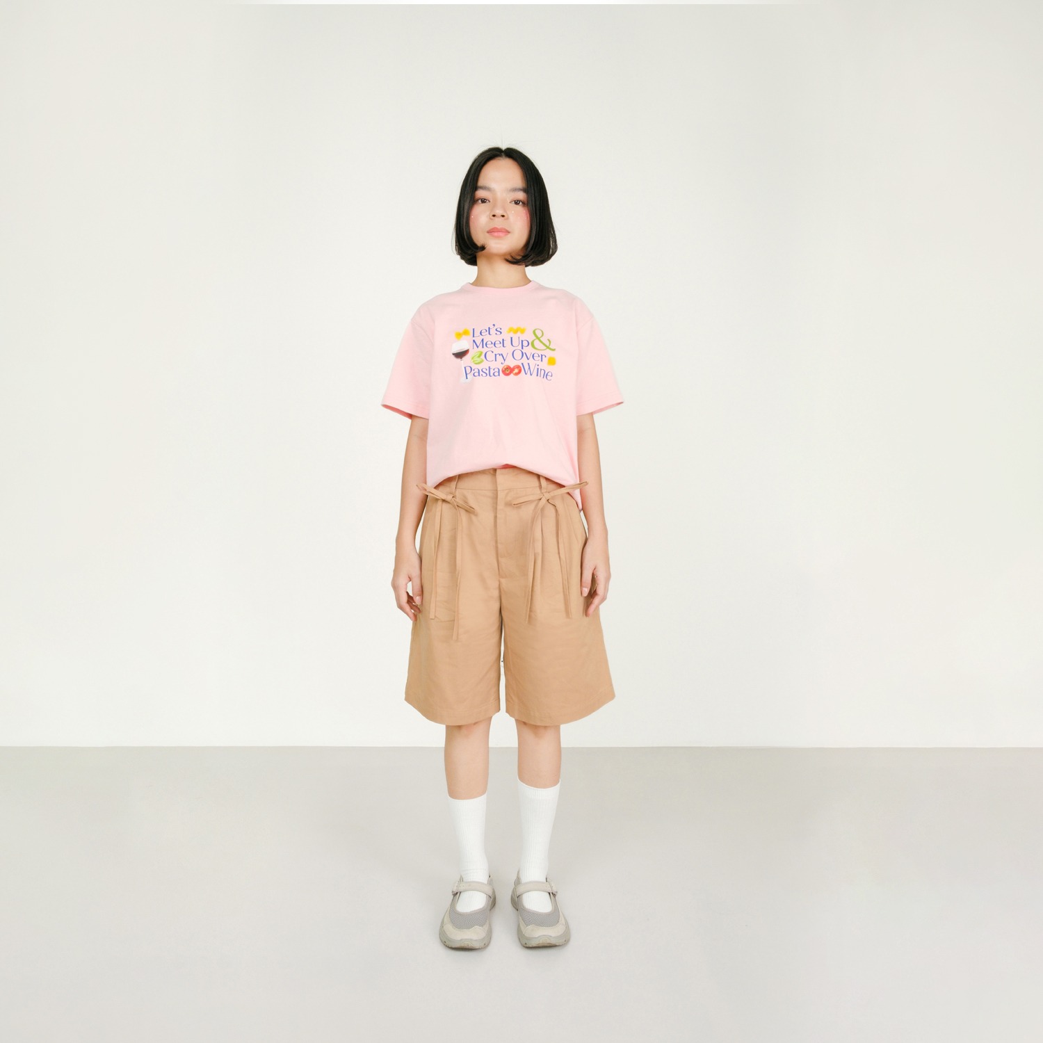 Ribbon Half Pants in Khaki
