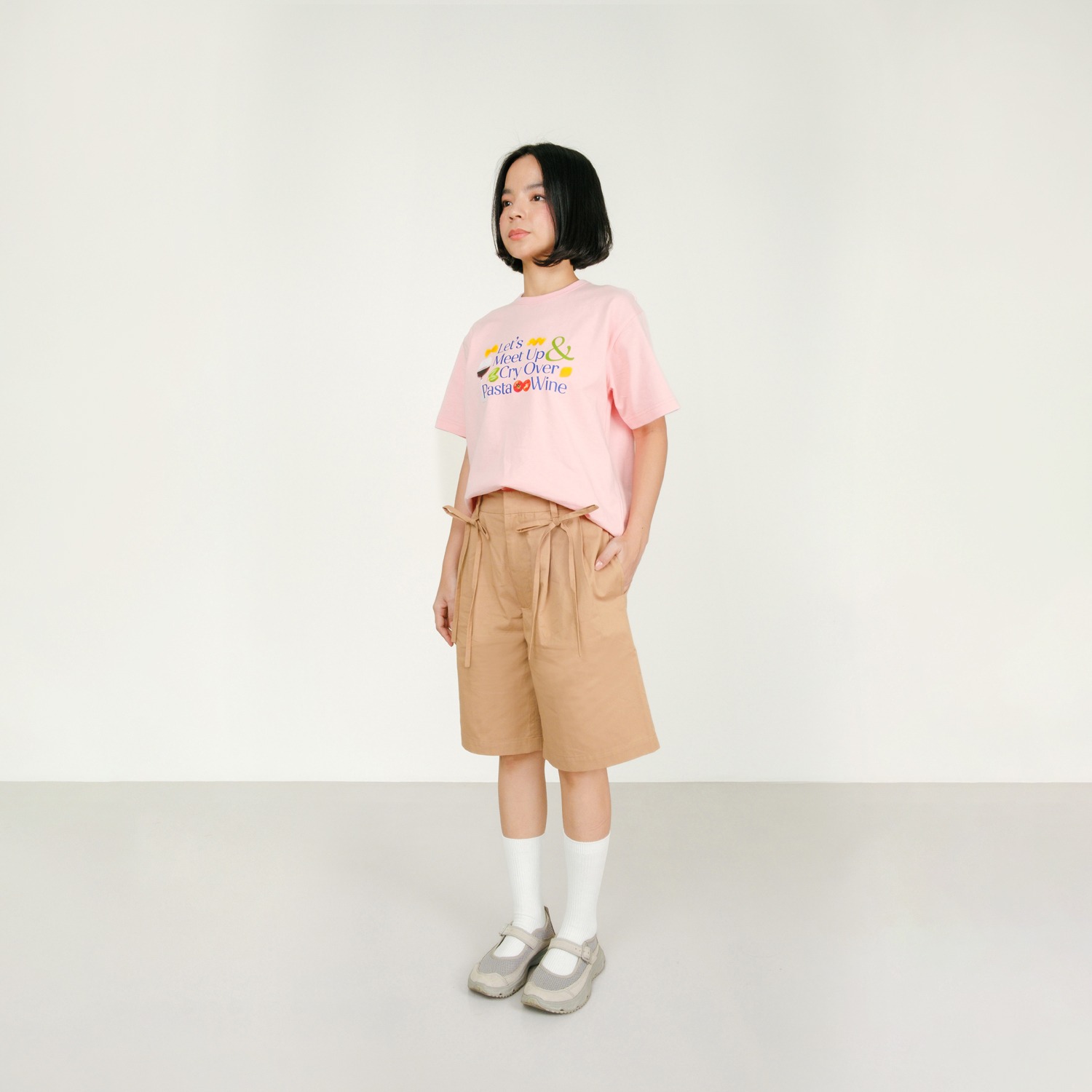 Ribbon Half Pants in Khaki