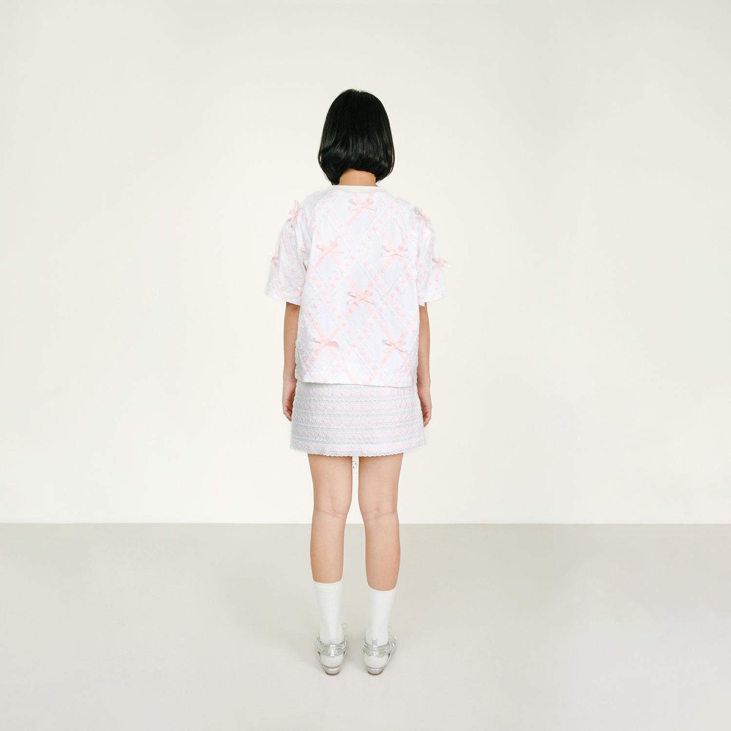 Broderie Pink Ribbon Mini Skirt