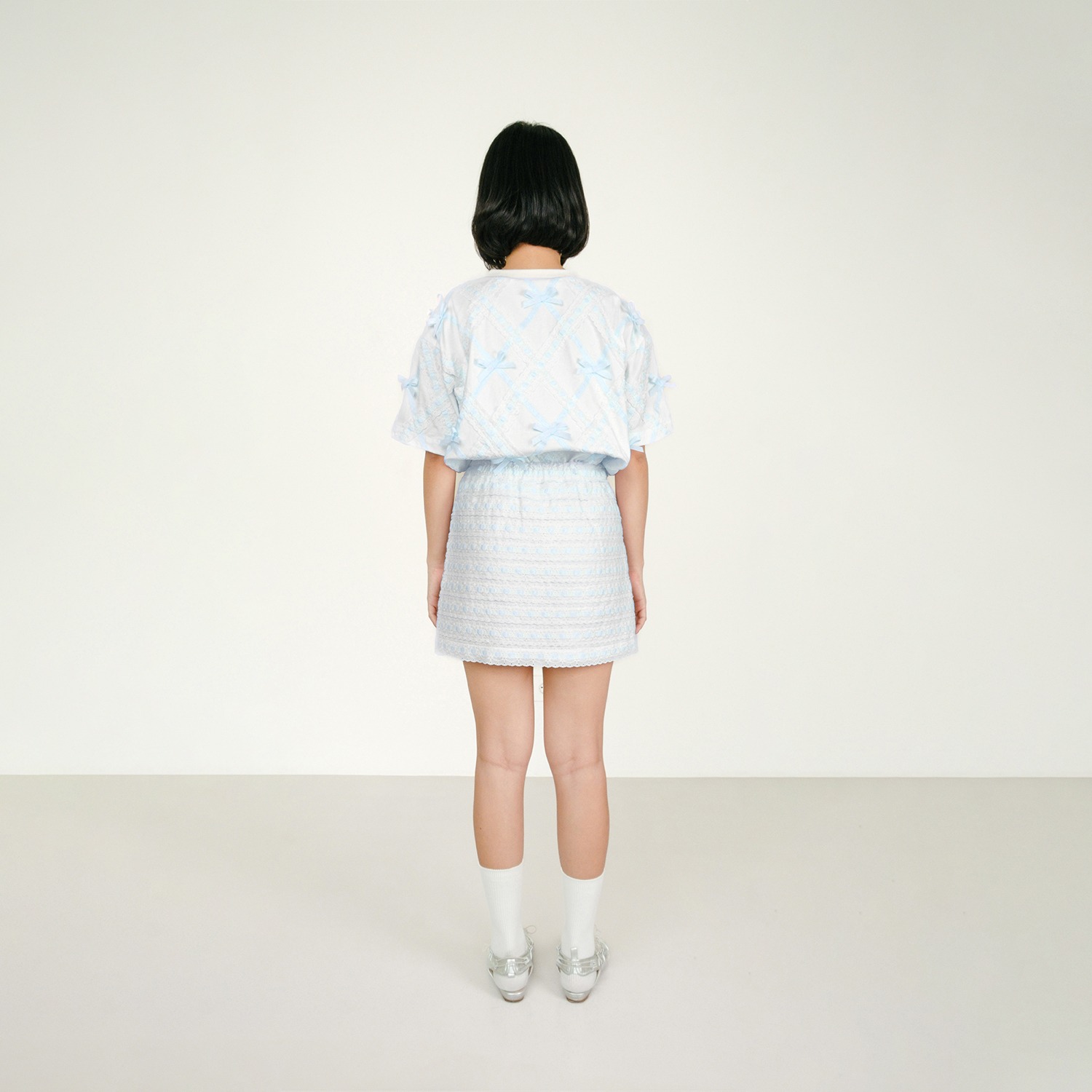 Broderie Blue Ribbon Mini Skirt