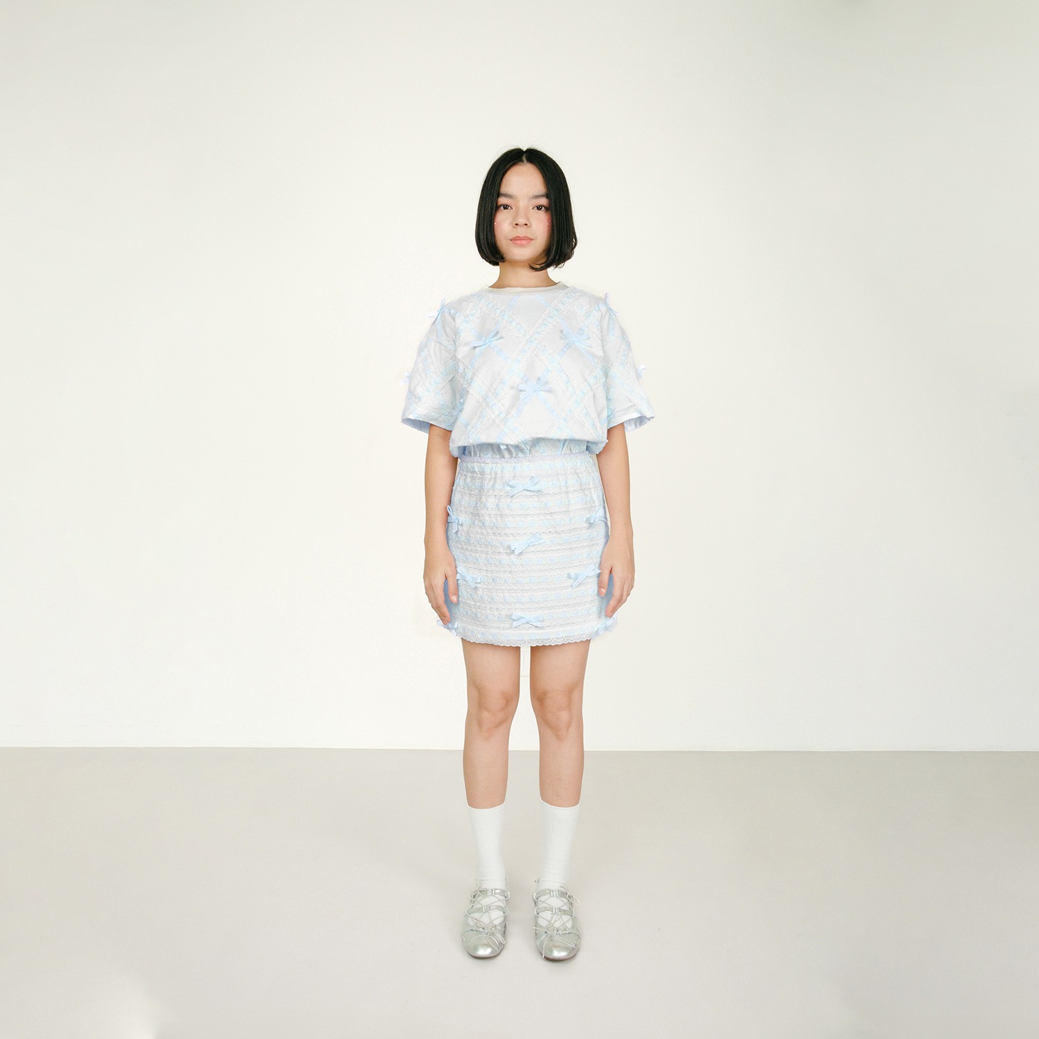 Broderie Blue Ribbon Mini Skirt