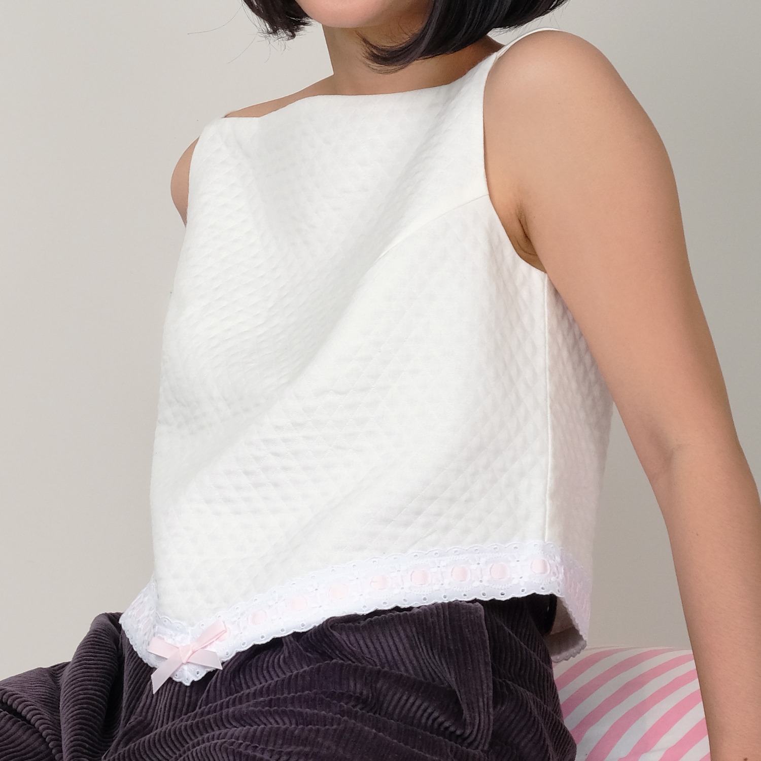 Broderie Pink Ribbon Camisole