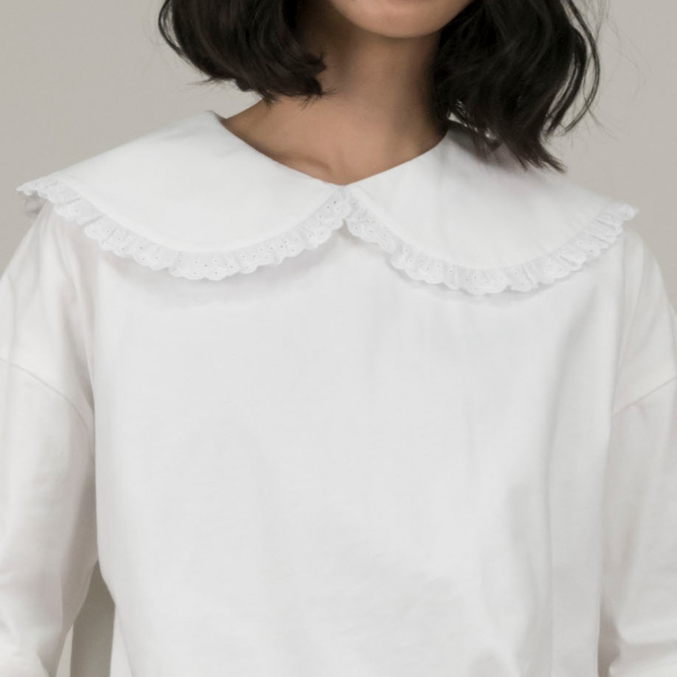 Peterpan Lace Collar Top in White