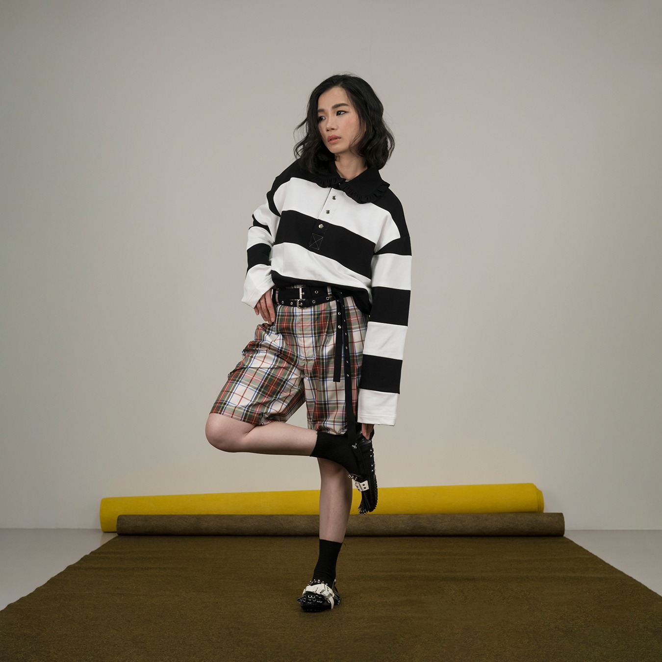 Tartan Half Pants with Belt