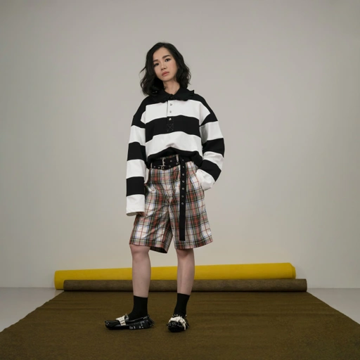 Image of Stripes Patch Oversized Rugby Shirt