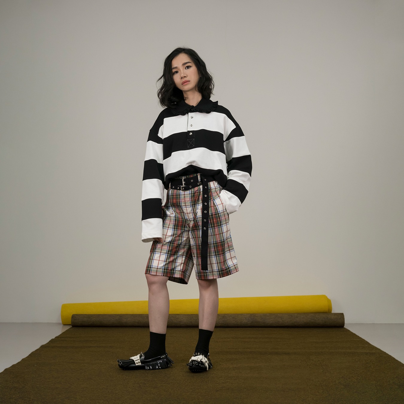 Tartan Half Pants with Belt