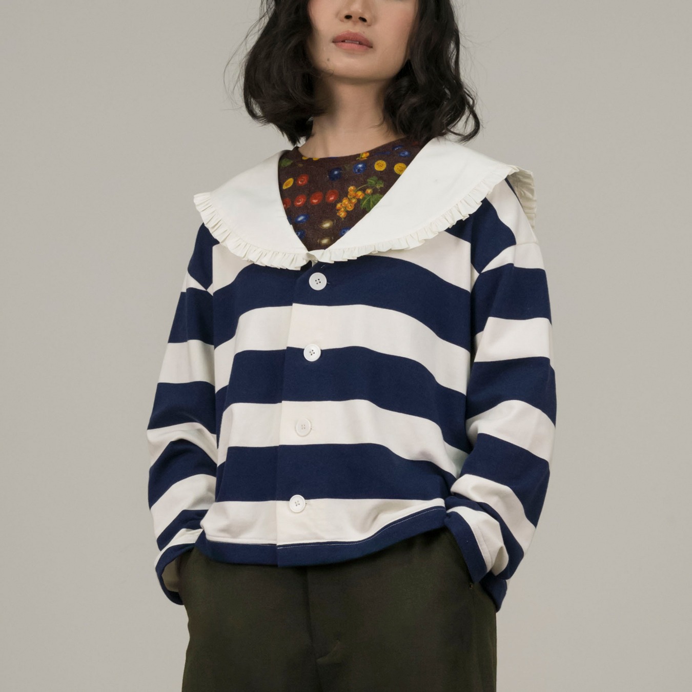 Girl Sailor Cardigan in Navy