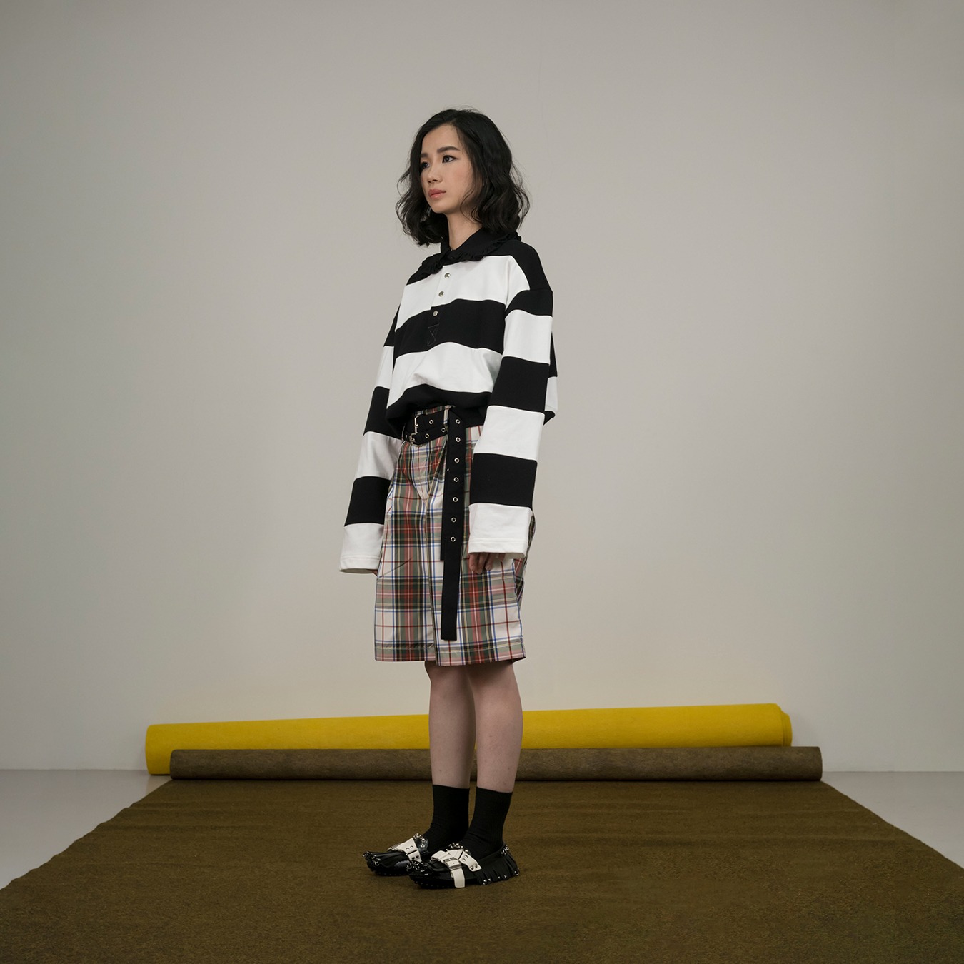 Tartan Half Pants with Belt