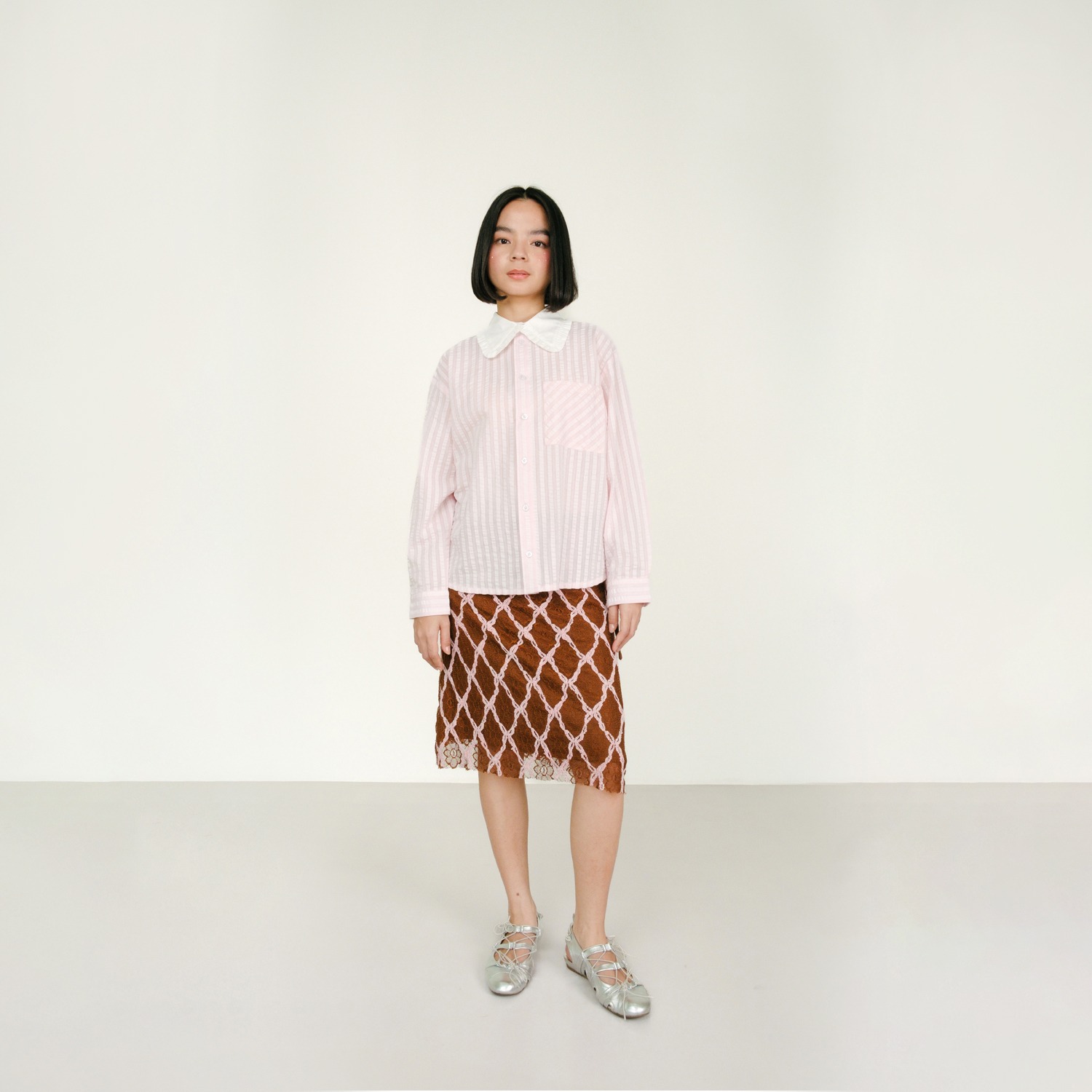 Girl Textured LS Shirt in Pink