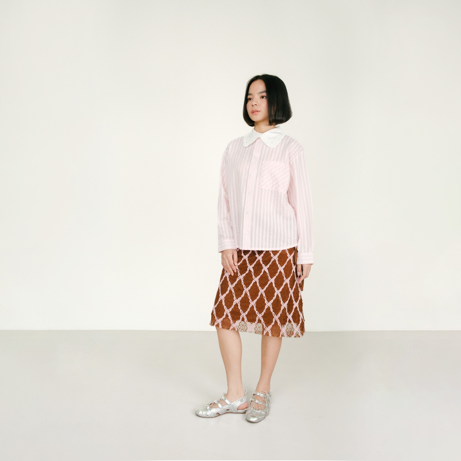 Girl Textured LS Shirt in Pink