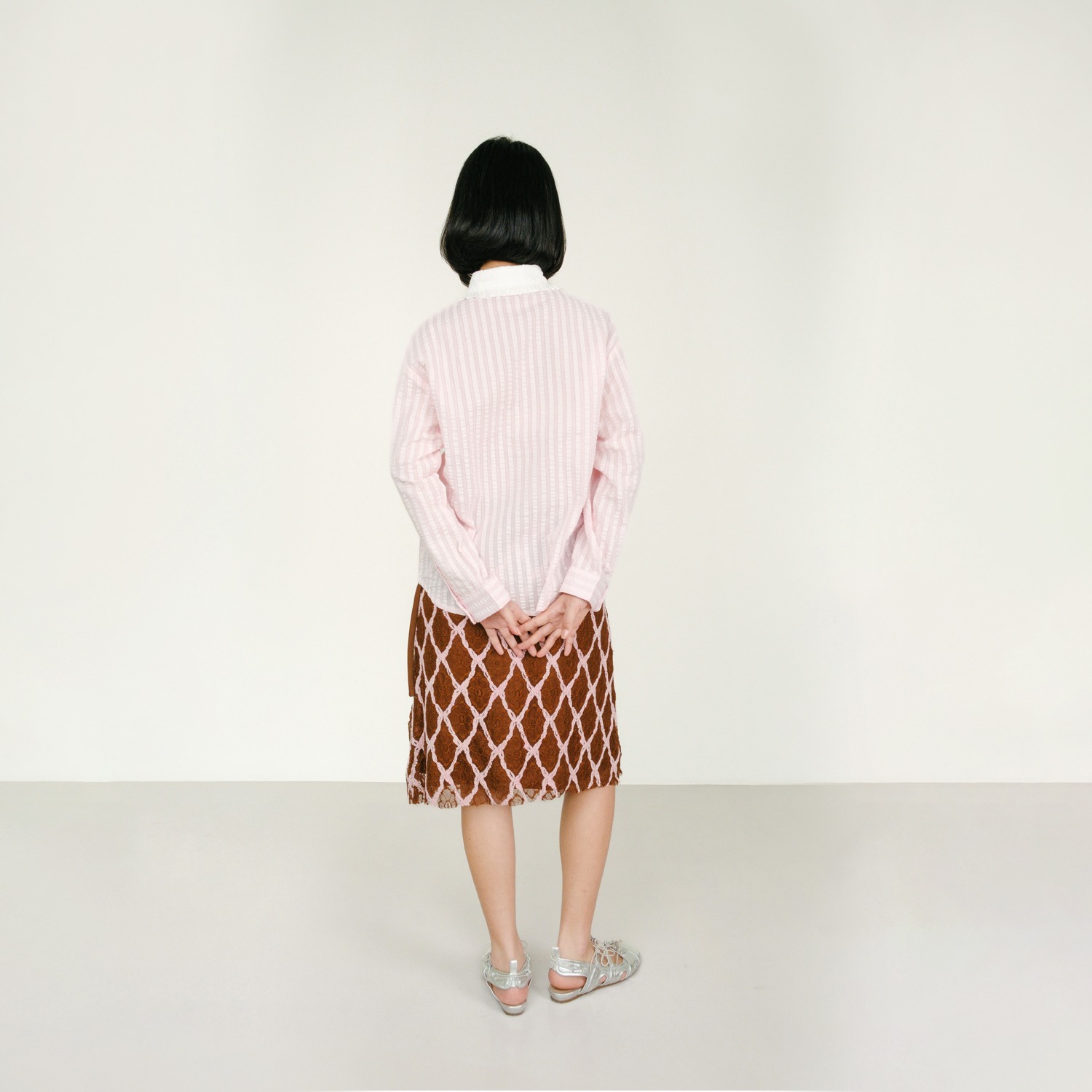 Girl Textured LS Shirt in Pink