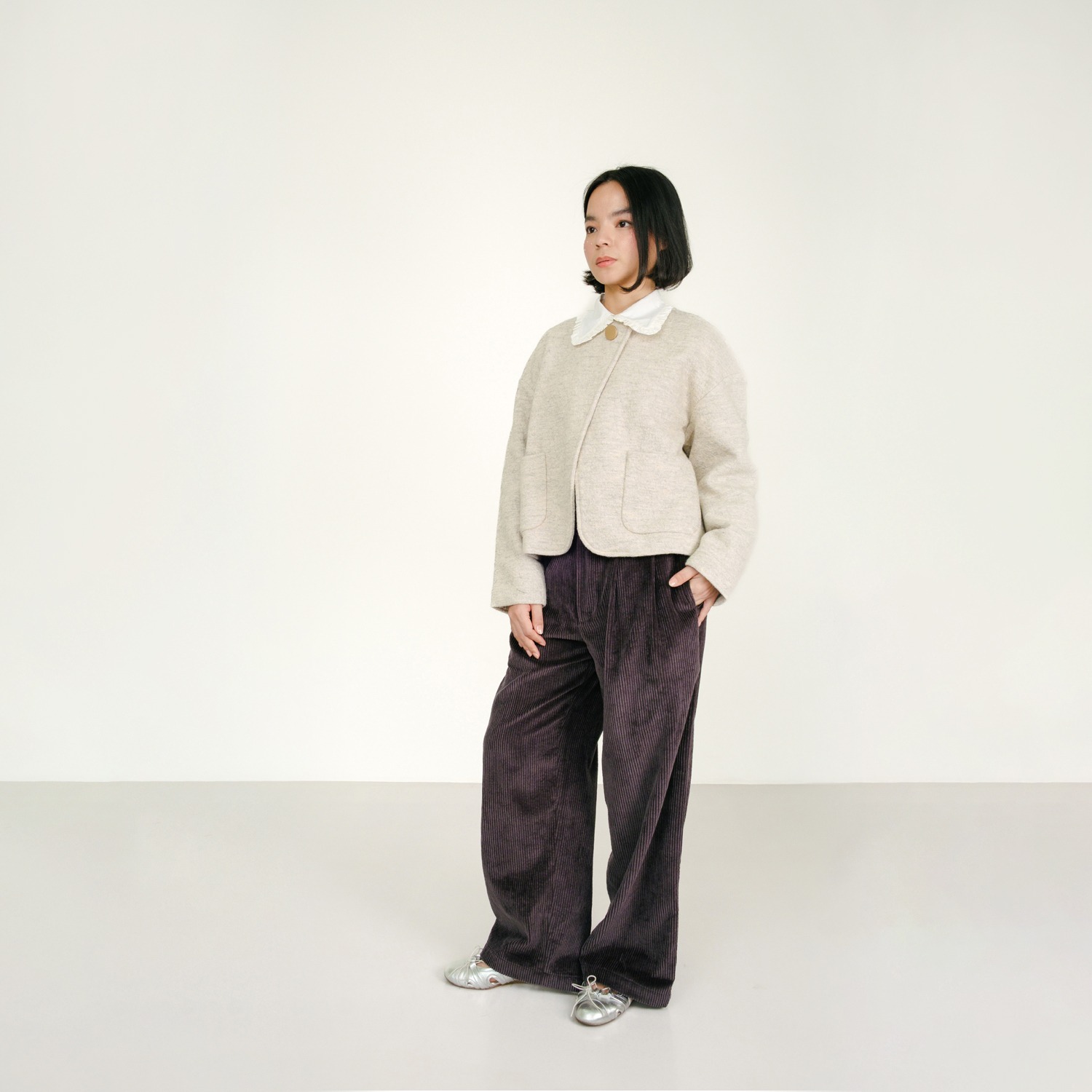 Dusk Grey Corduroy Baggy Pants