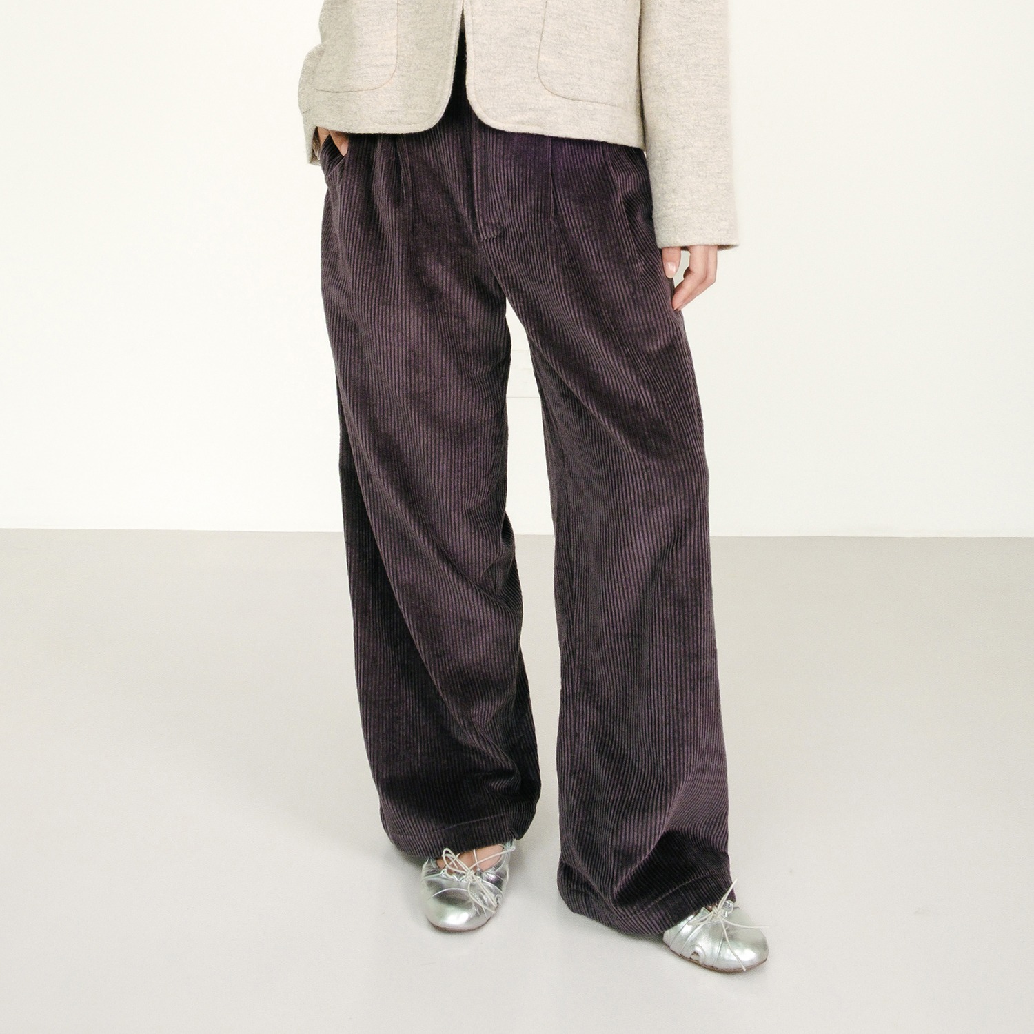 Dusk Grey Corduroy Baggy Pants