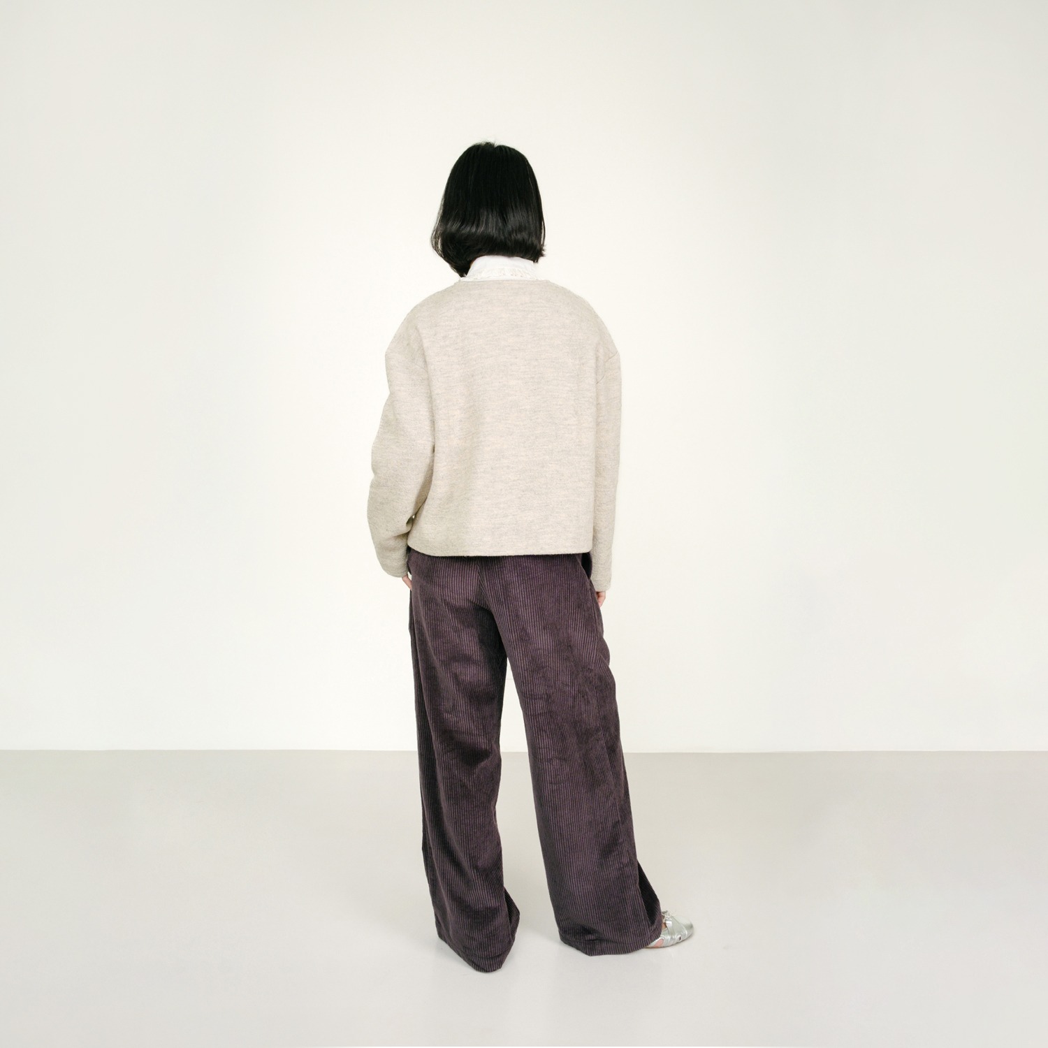 Dusk Grey Corduroy Baggy Pants