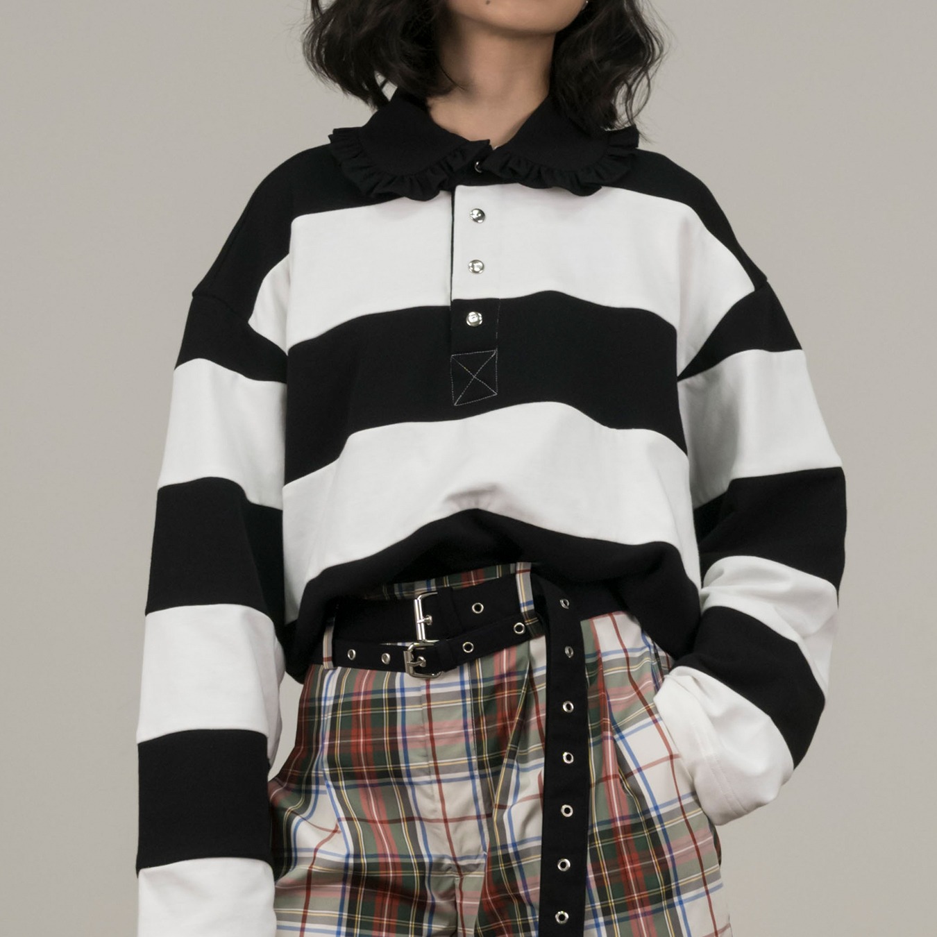 Stripes Patch Oversized Rugby Shirt