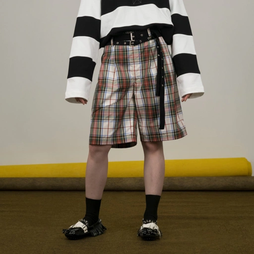 Image of Tartan Half Pants with Belt