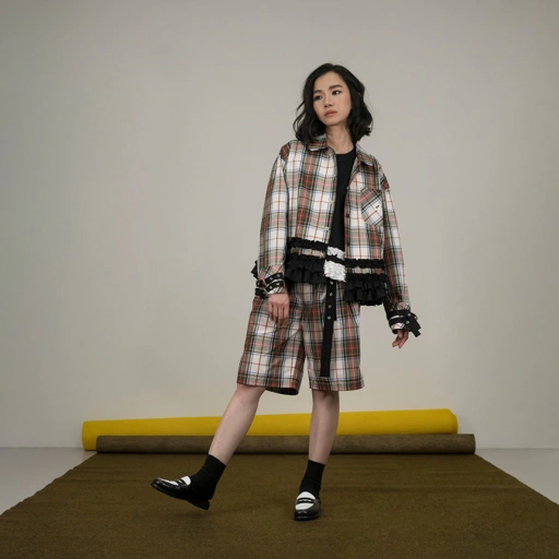 Image of Tartan Half Pants with Belt