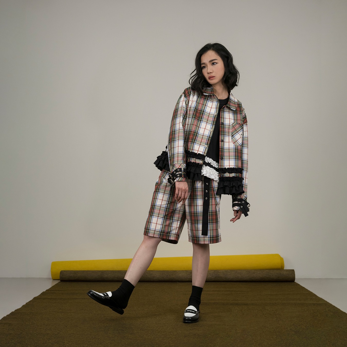 Tartan Frill Jacket with Belts