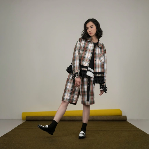 Image of Tartan Frill Jacket with Belts