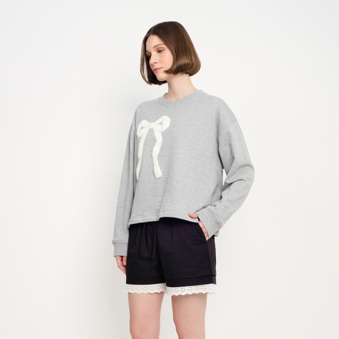 Patch Towel Ribbon Jumper in Grey