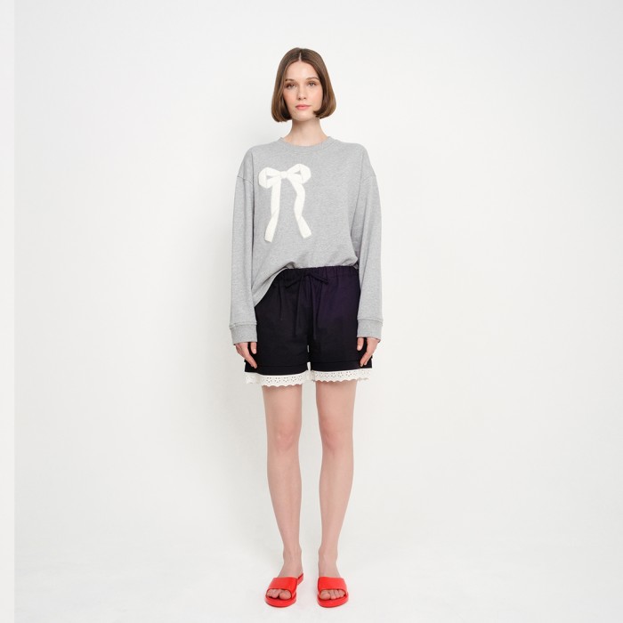 Patch Towel Ribbon Jumper in Grey
