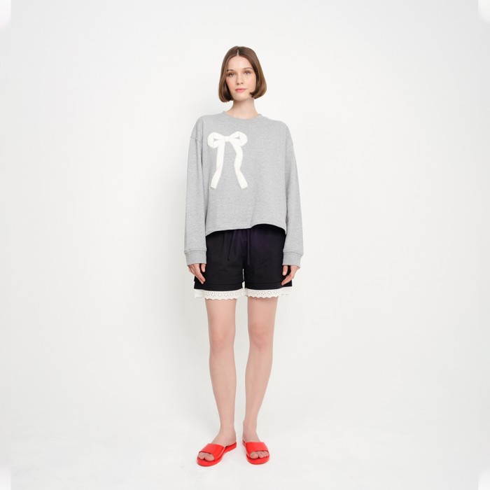 Patch Towel Ribbon Jumper in Grey