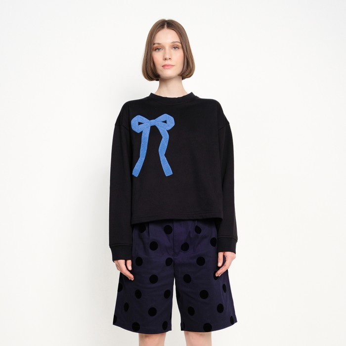 Patch Towel Ribbon Jumper in Black