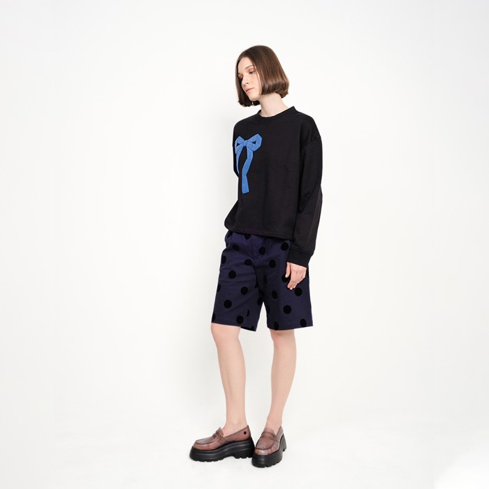 Patch Towel Ribbon Jumper in Black