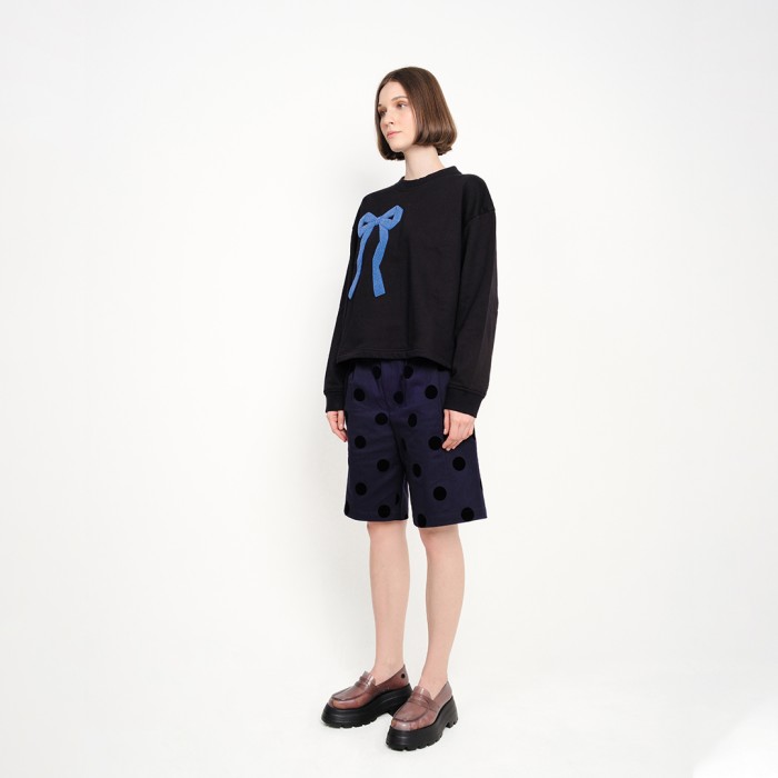 Patch Towel Ribbon Jumper in Black