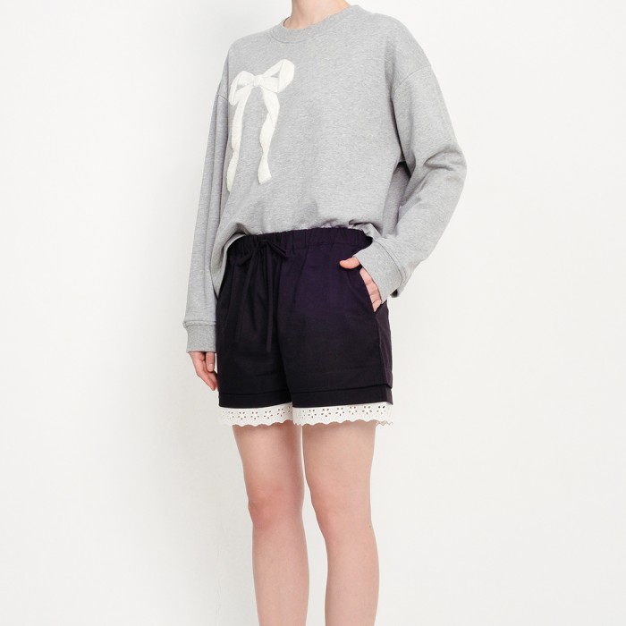 Patch Towel Ribbon Jumper in Grey